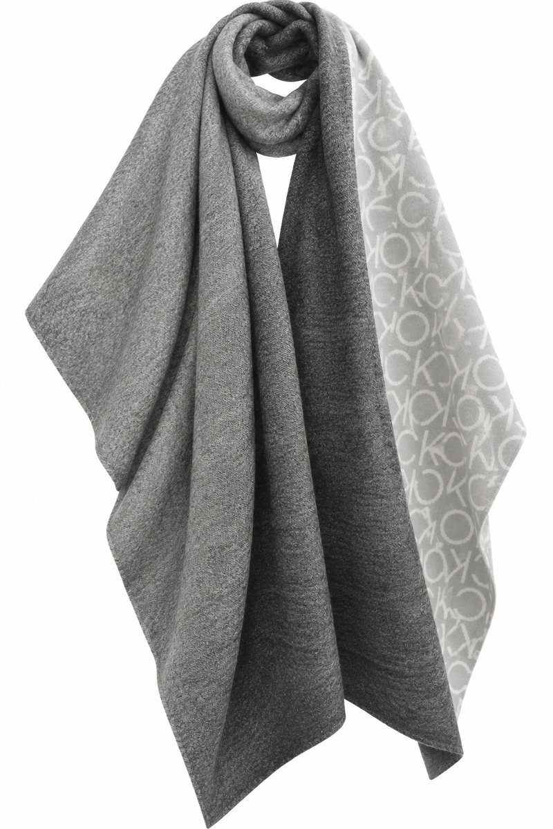 Calvin Klein Monogram CK Logo Reversible Shawl Wrap Scarf