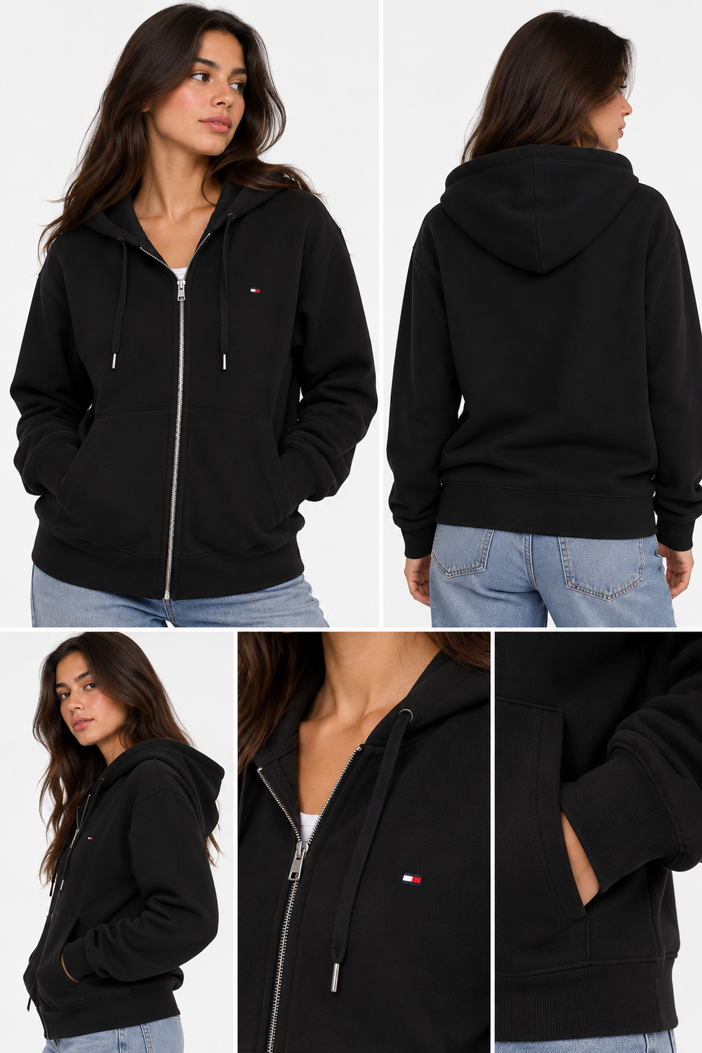 Tommy Hilfiger Men's Long Sleeve Fleece Zip Up Hoodie Sweatshirt