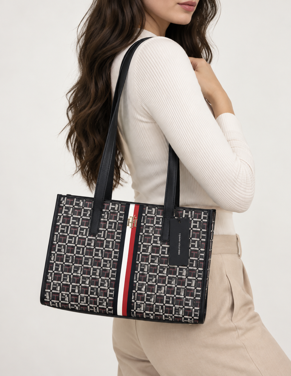 Tommy Hilfiger Monogram Jacquard Large Tote Bag