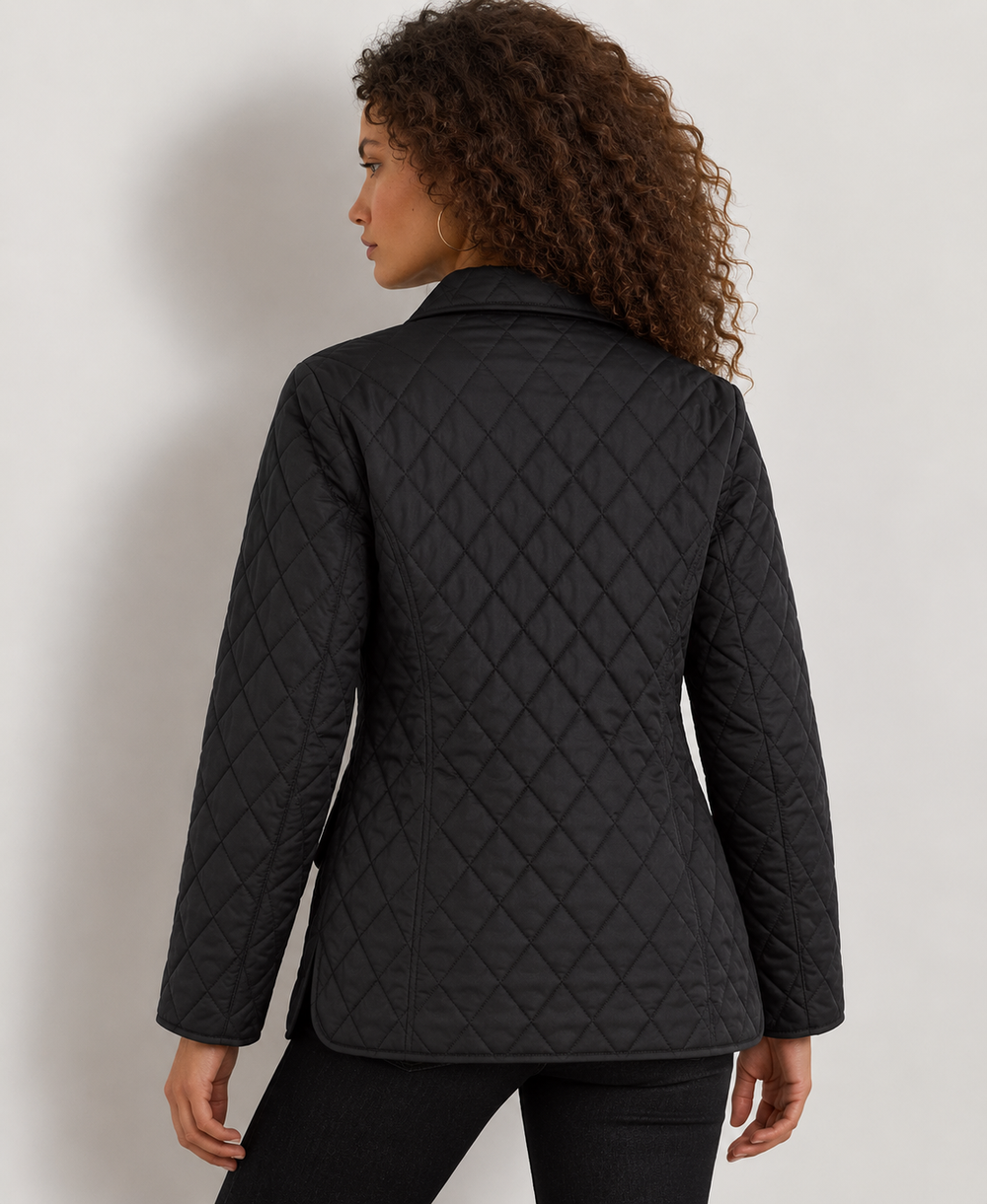 Faux-Leather-Trim Crest-Patch Jacket