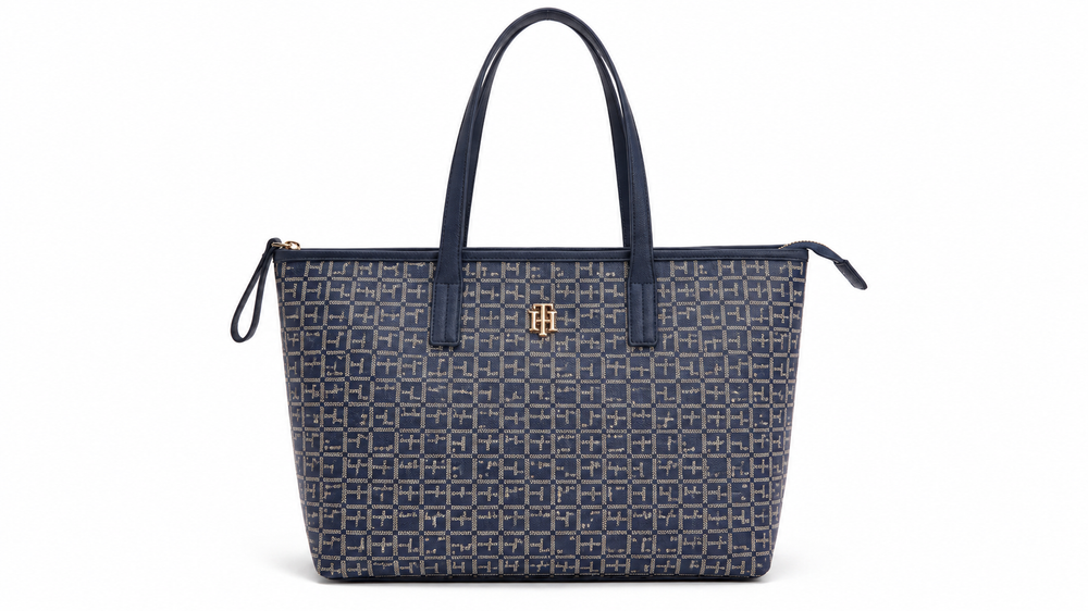 Tommy Hilfiger Blue Icon Monogram Jacquard Tote Bag