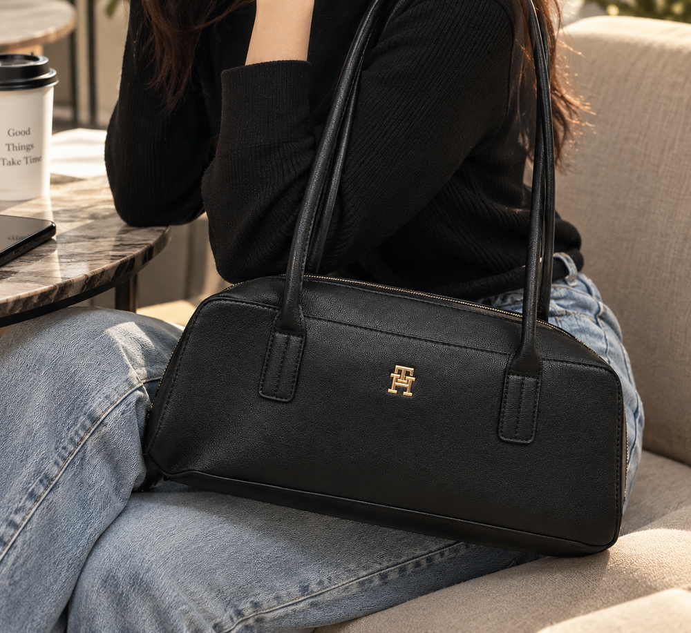 Tommy Hilfiger Monogram Textured Shoulder Bag