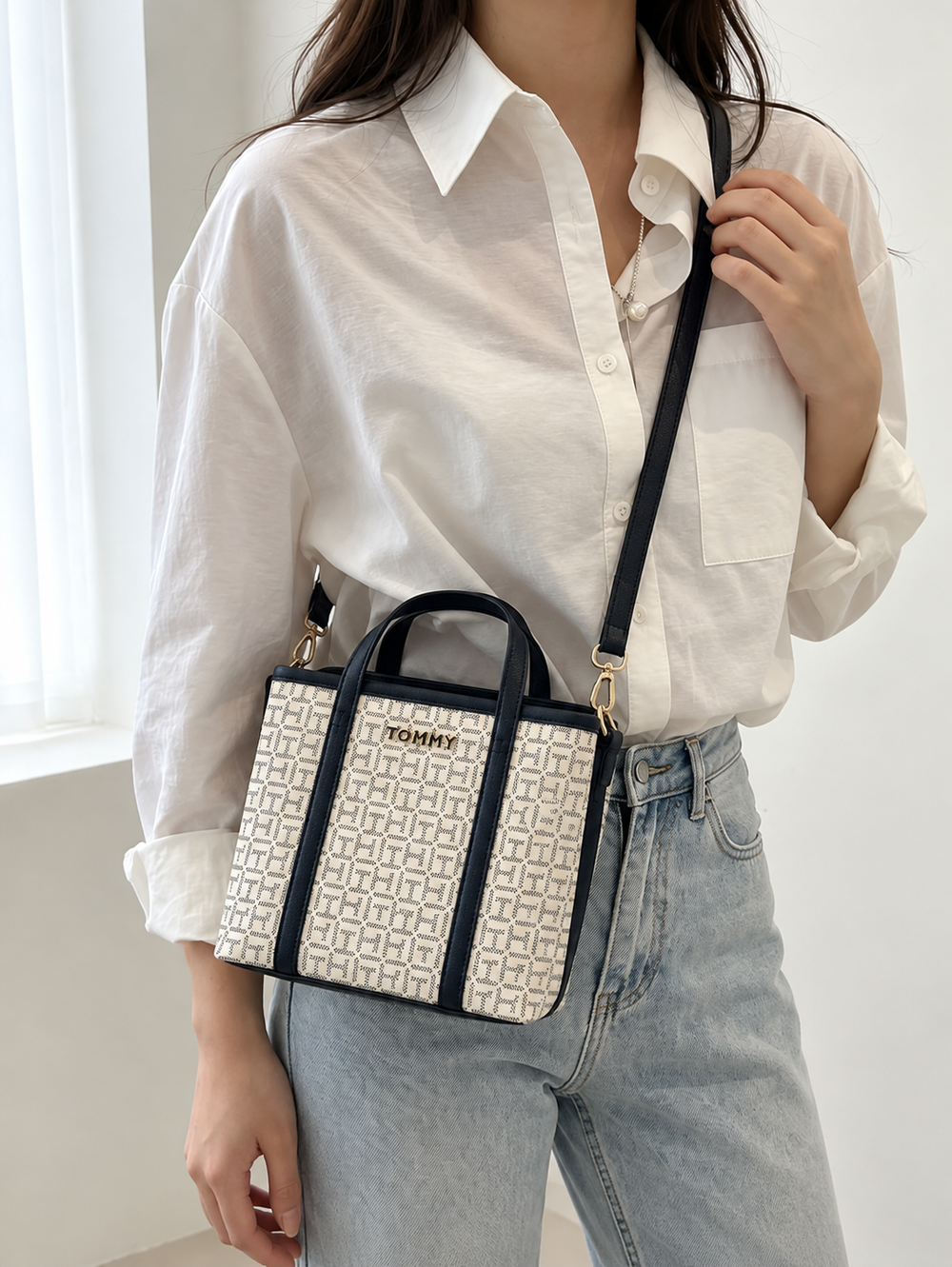 Monogram Signature Stripe Tote Bag
