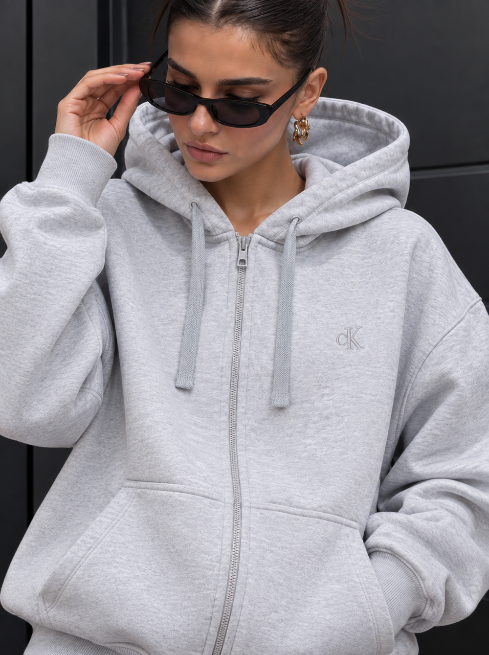 Calvin Klein Embroidered Logo Full-Zip Hoodie