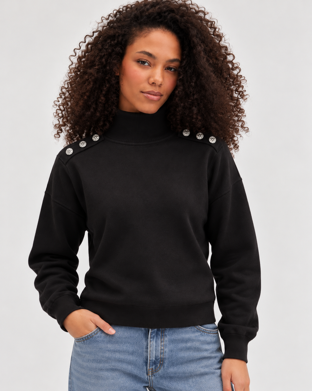 Tommy Hilfiger Women's Turtleneck Sweater with Shoulder Button Details