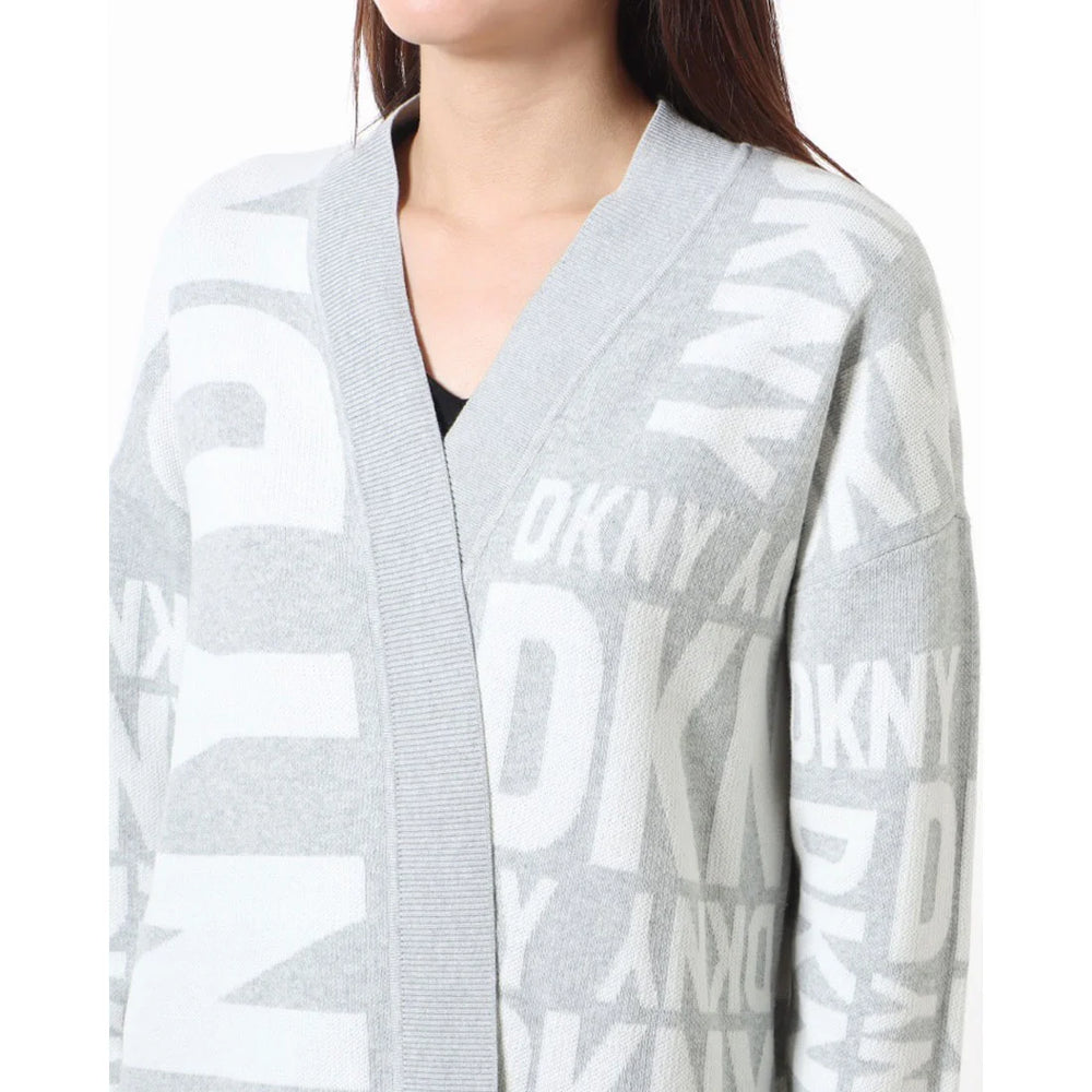 DKNY Women's Collarless Open-Front Long-Sleeve Cardigan