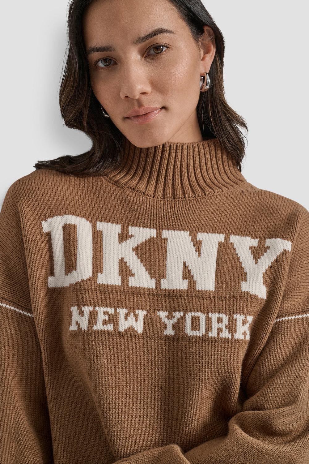 DKNY LOGO INTARSIA MOCK-NECK SWEATER ( Over Sized )
