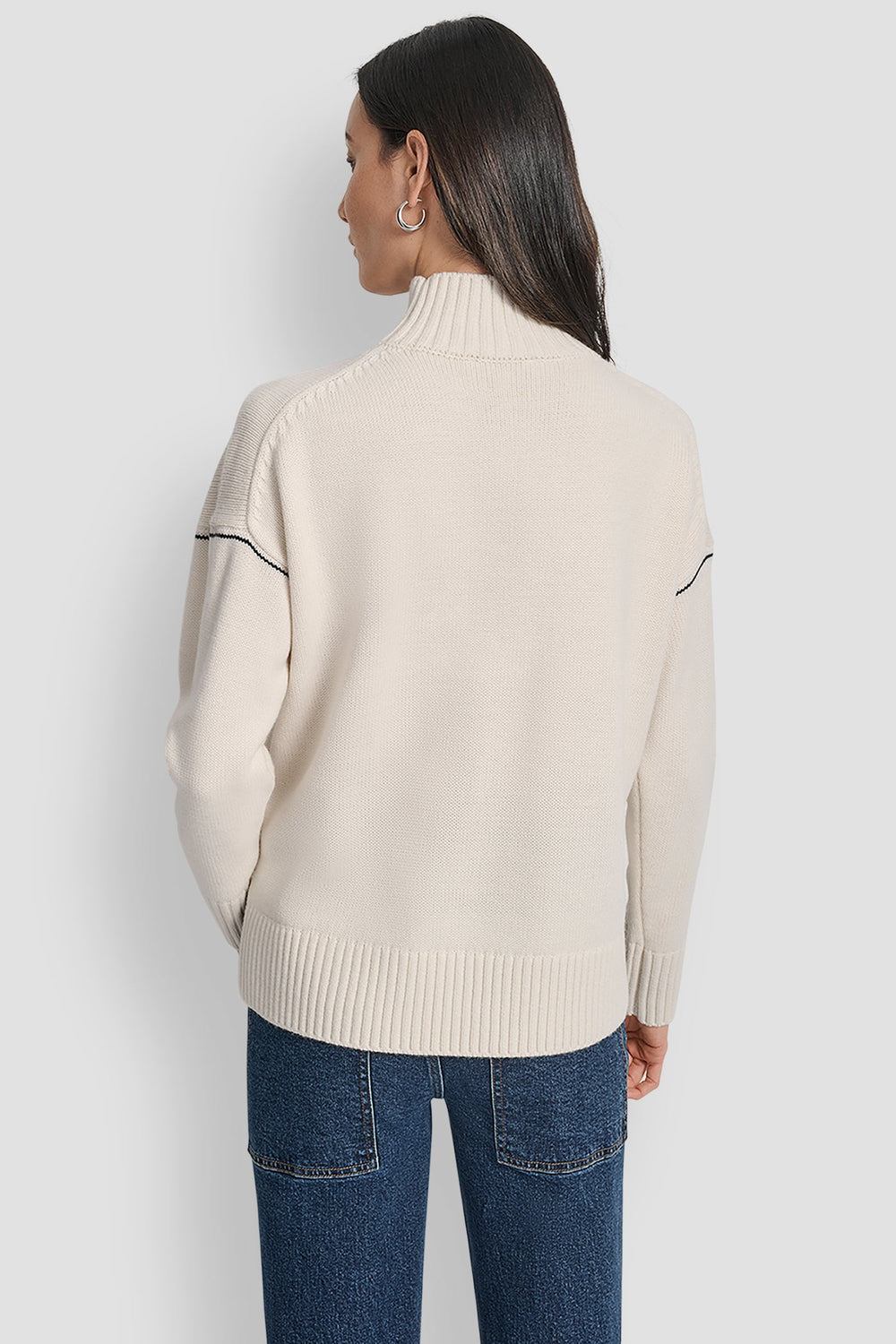 DKNY LOGO INTARSIA MOCK-NECK SWEATER