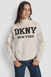 DKNY LOGO INTARSIA MOCK-NECK SWEATER