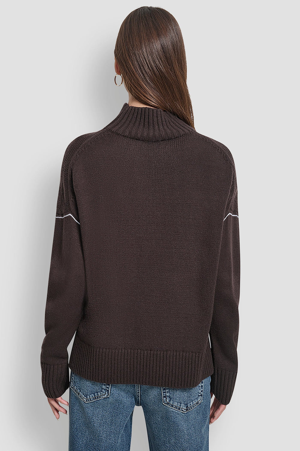 DKNY LOGO INTARSIA MOCK-NECK SWEATER ( Over Sized )