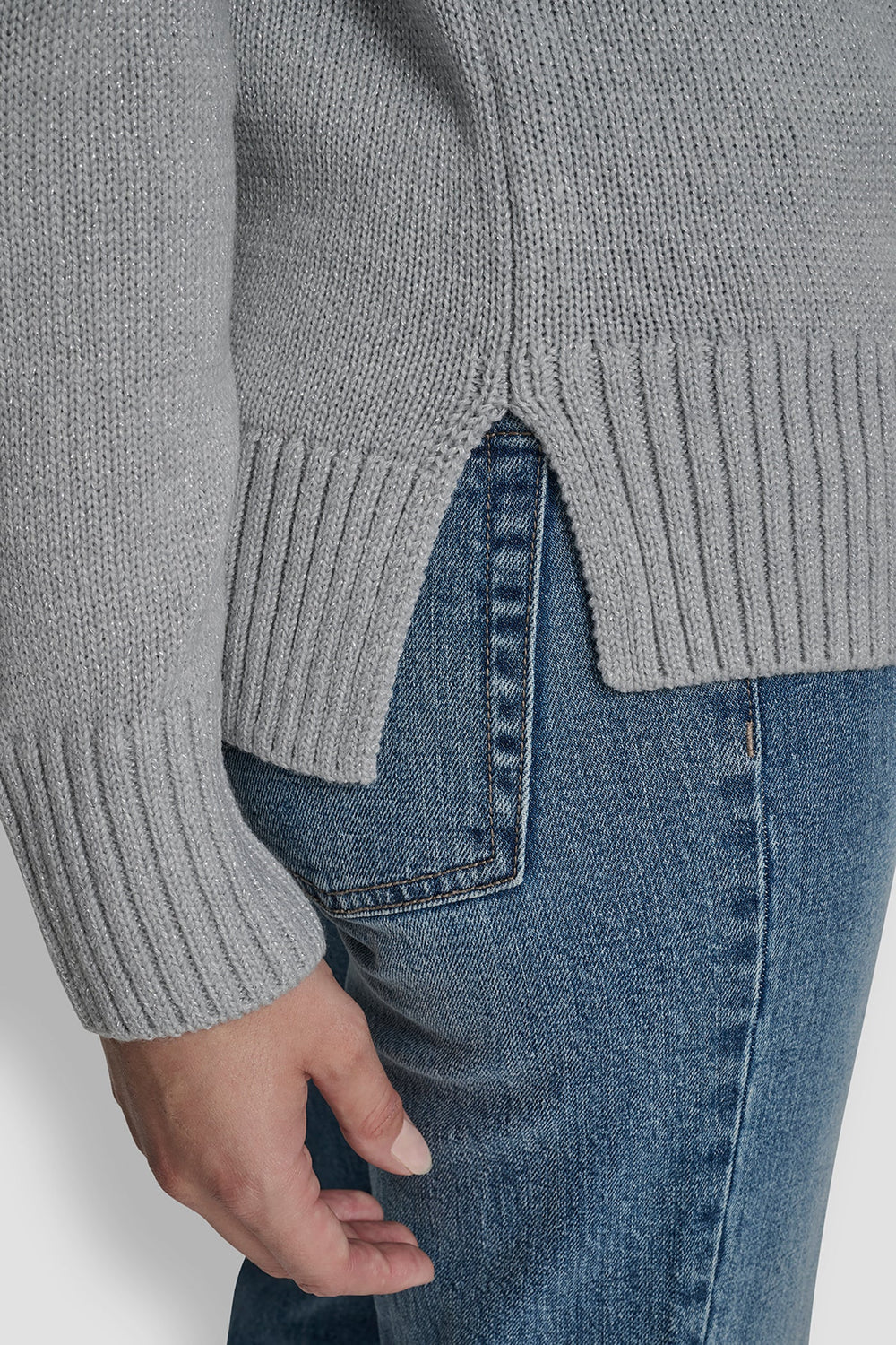 DKNY LOGO INTARSIA MOCK-NECK SWEATER