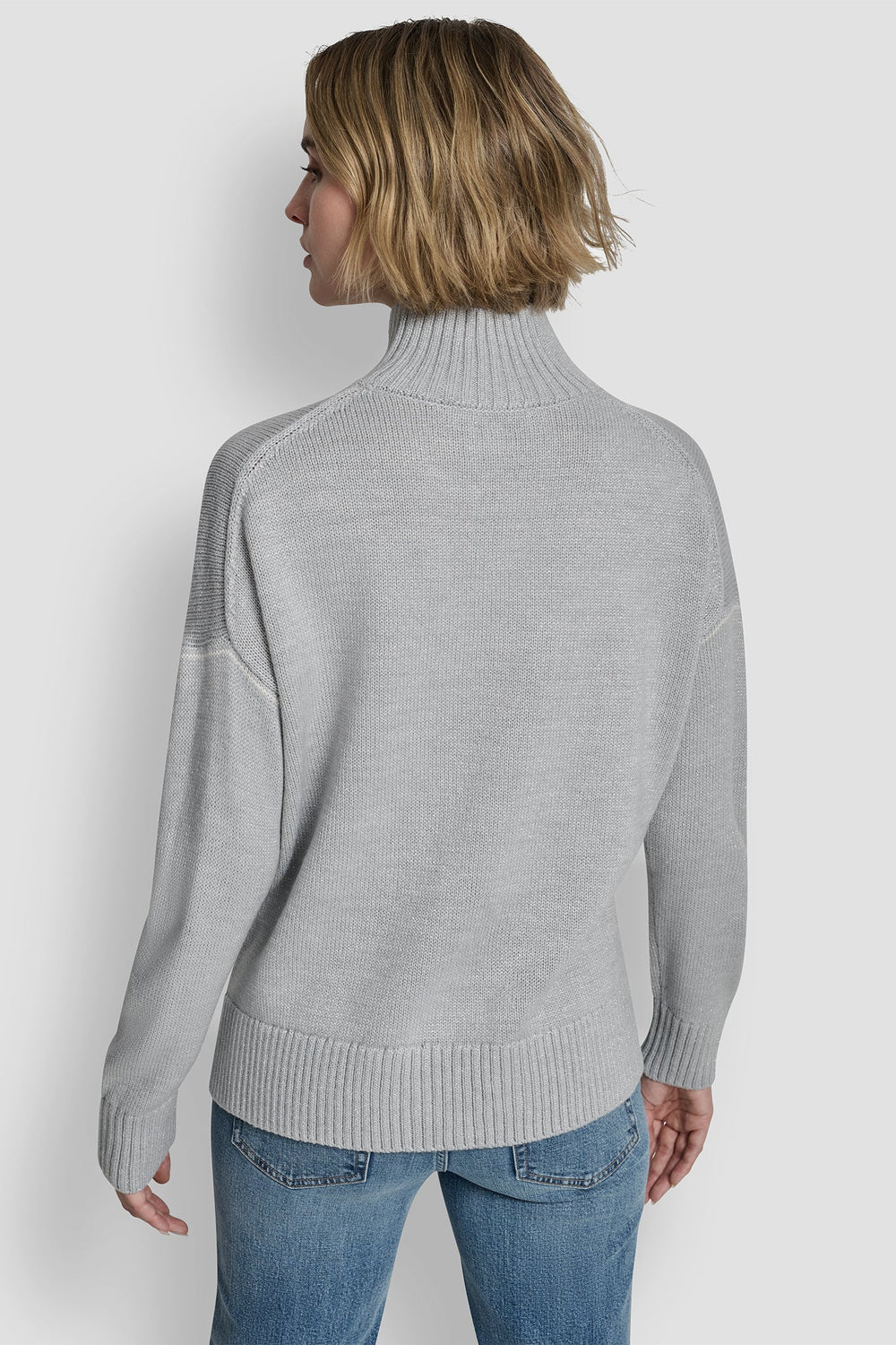 DKNY LOGO INTARSIA MOCK-NECK SWEATER