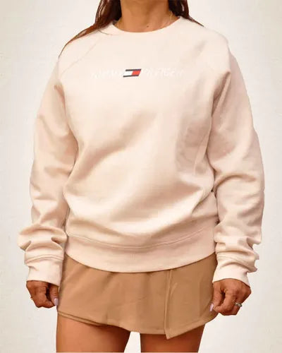 ommy Hilfiger Cream Logo Crewneck Sweatshirt