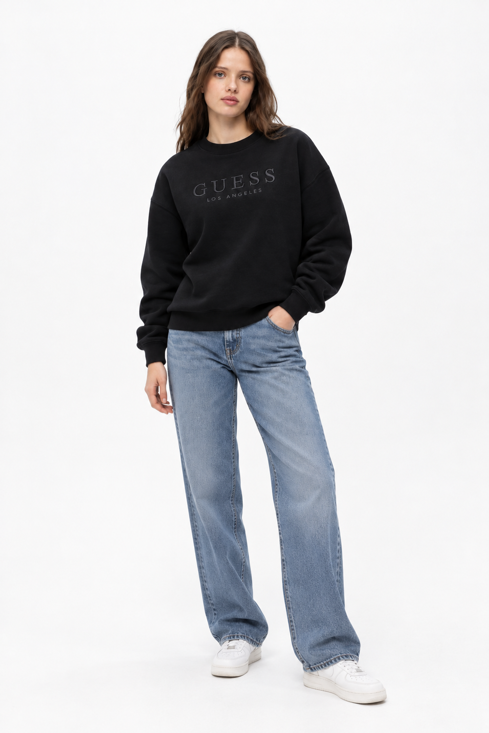 GUESS Los Angeles Embroidered Logo Crewneck Sweatshirt