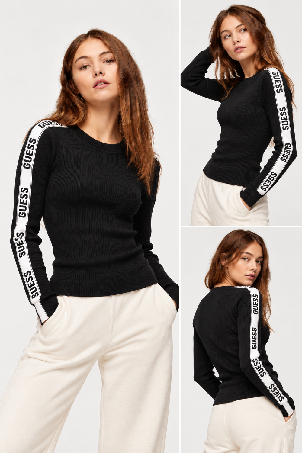GUESS Black Ribbed Knit Sweater