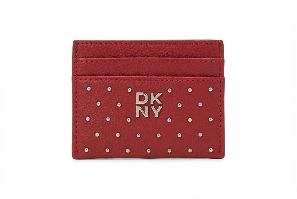 DKNY Studded Pebbled Leather Card Holde