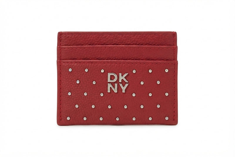 DKNY Studded Pebbled Leather Card Holde