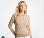 Michael Kors sweater in a tan and white all-over 