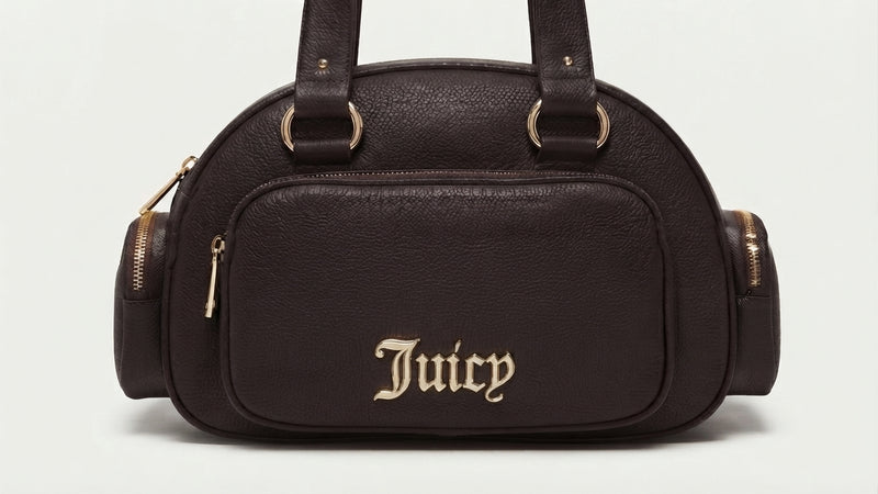 Juicy Couture Black Pebbled Faux Leather Mini Backpack with Gold Hardware