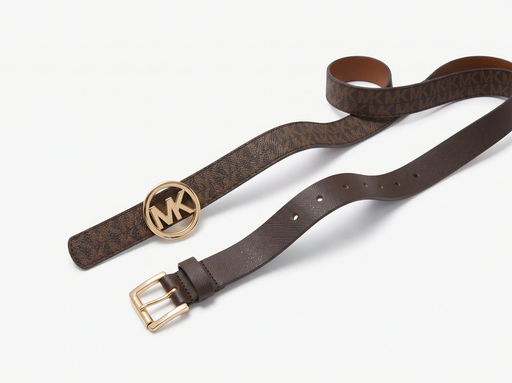 Michael Kors 2-Pk. Smooth Leather & Logo-Print Belts