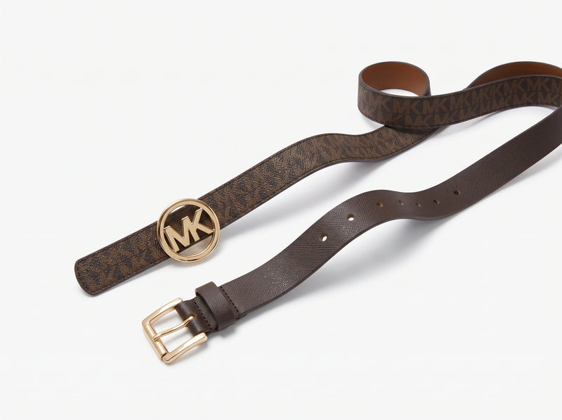 Michael Kors 2-Pk. Smooth Leather & Logo-Print Belts