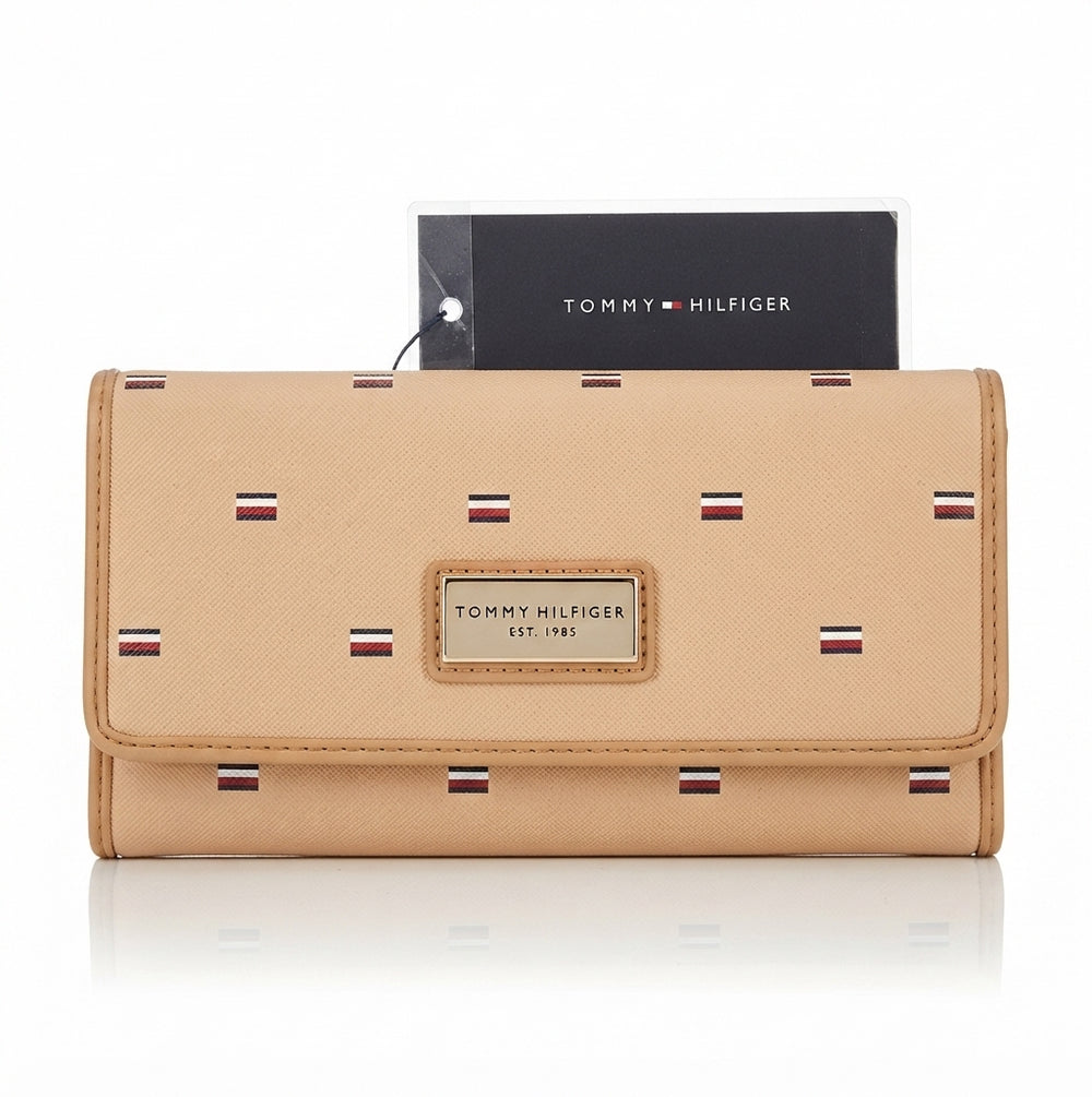 Tommy Hilfiger Women's Allover Flag Logo Trifold / Checkbook Clutch Wallet WITH OUT COVER