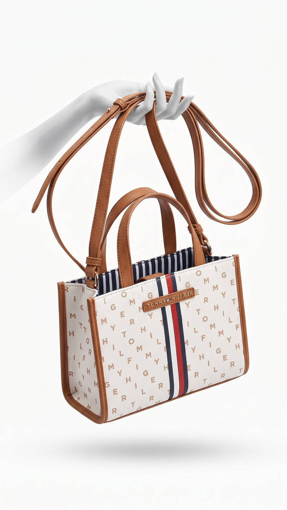 TOMMY HILFIGER 2WAY gold logo plate monogram shoulder bag