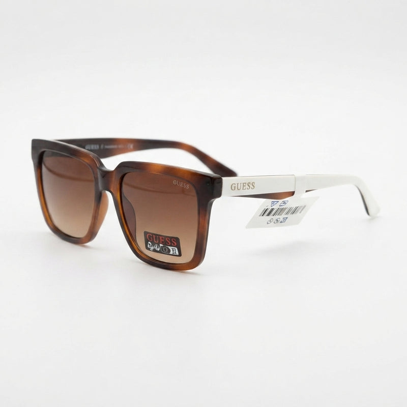 Guess Tortoiseshell Square Sunglasses with Contrast White Temples (Without Case)