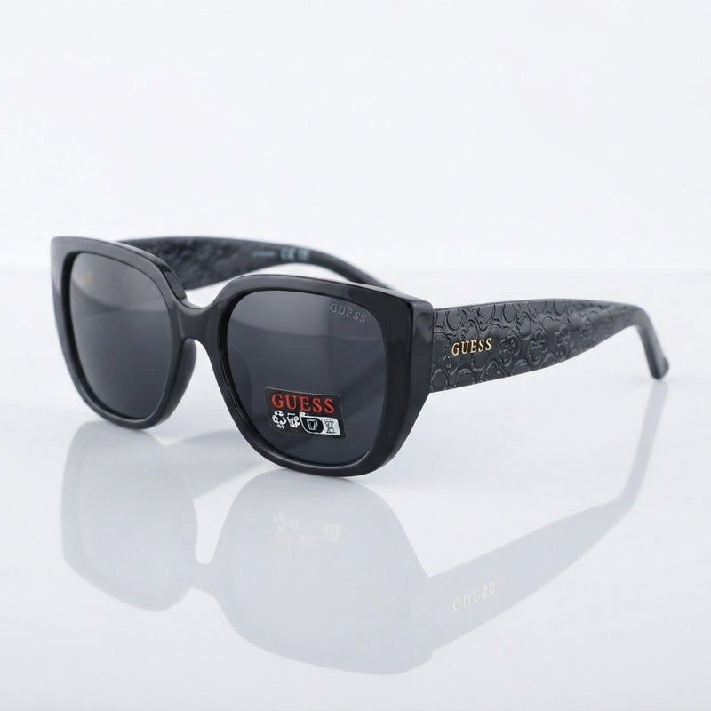 Guess Oversized Black Square Sunglasses with Monogram Temples (Without Case)