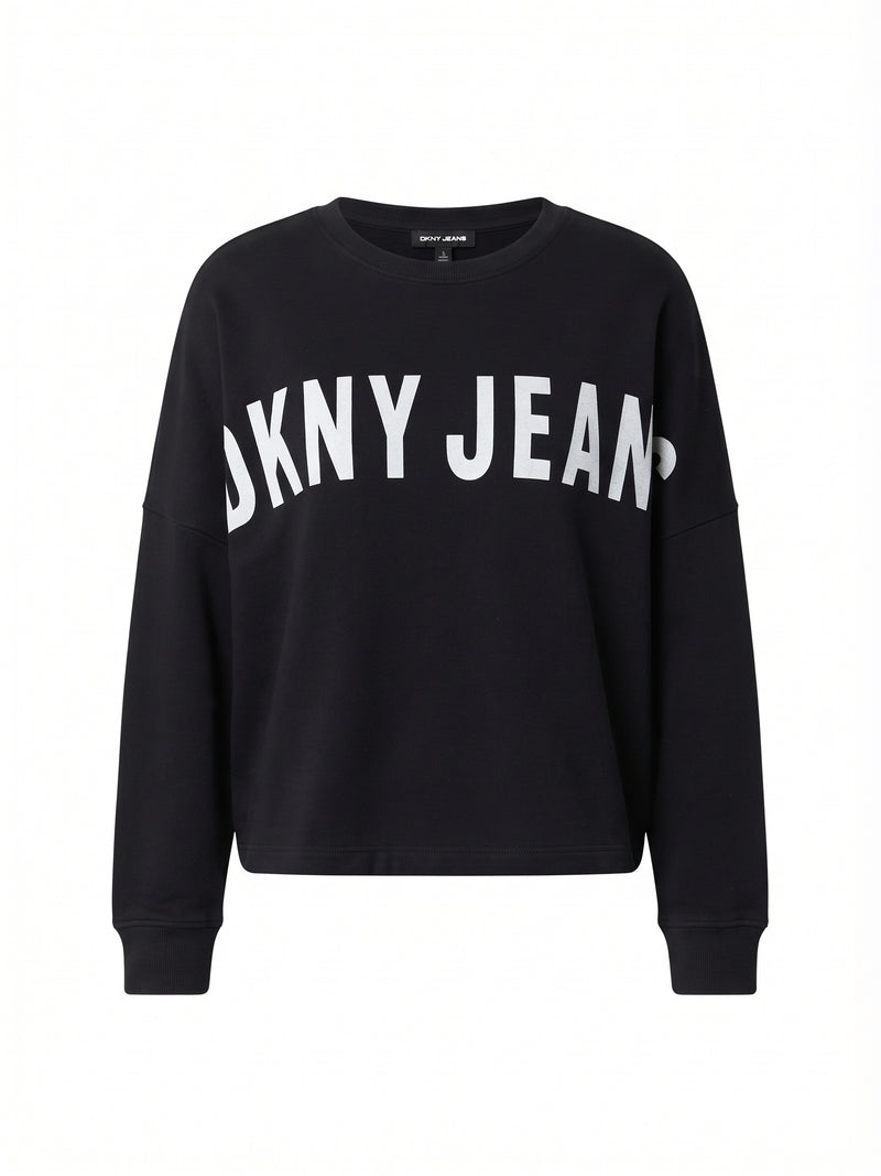 DKNY Jeans Black Long-Sleeve Logo Sweatshirt