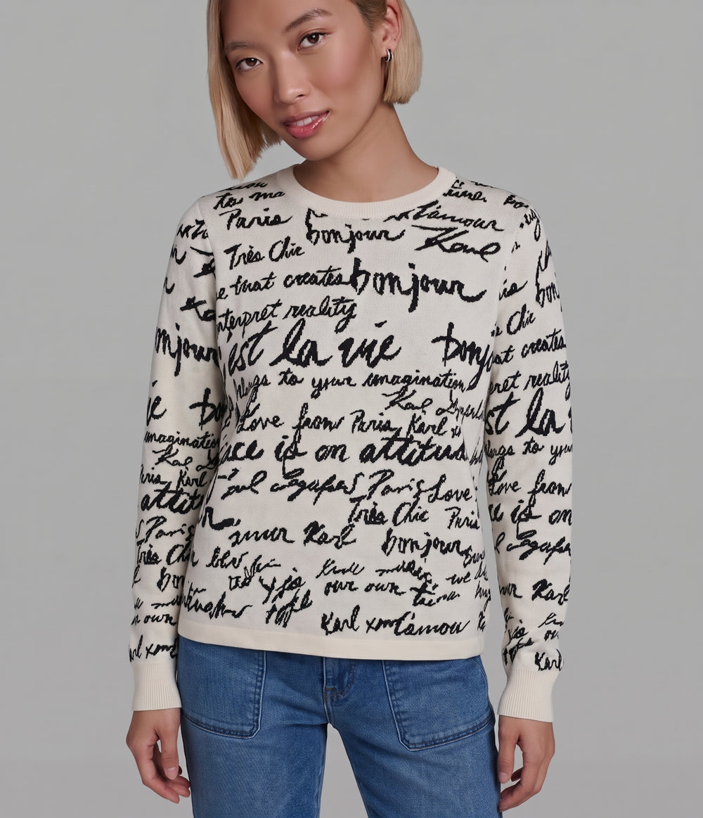 Sweater Designer By Karl Lagerfeld In Black & White