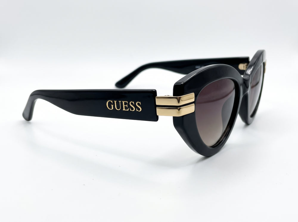 GUESS Women's Cat-Eye Sunglasses – Black Frame with Gold Hinge Detail