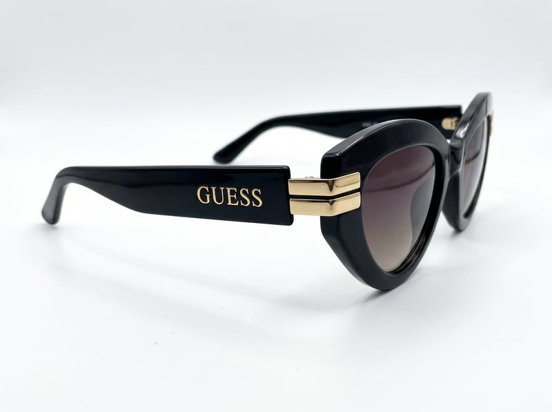 GUESS Women's Cat-Eye Sunglasses – Black Frame with Gold Hinge Detail