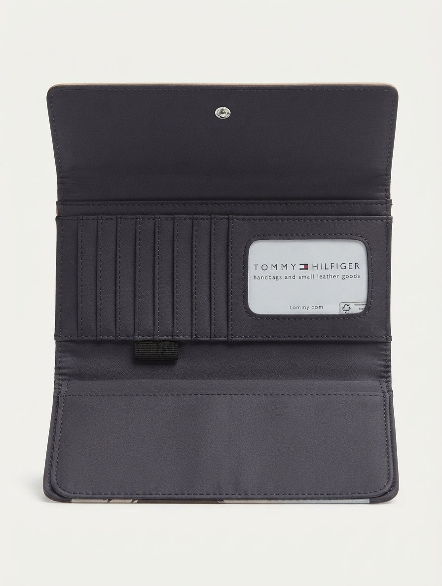Tommy Hilfiger Women's Allover Flag Logo Trifold / Checkbook Clutch Wallet WITH OUT COVER