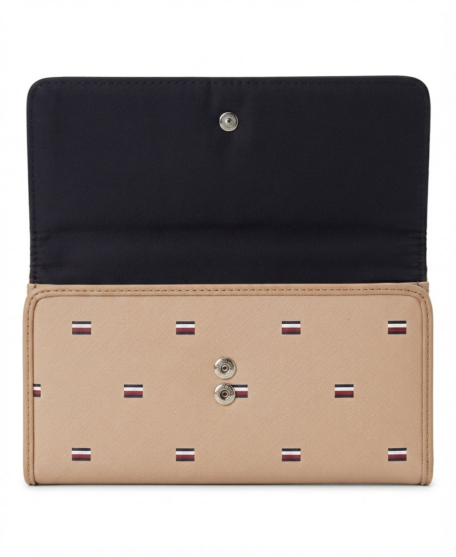 Tommy Hilfiger Women's Allover Flag Logo Trifold / Checkbook Clutch Wallet WITH OUT COVER