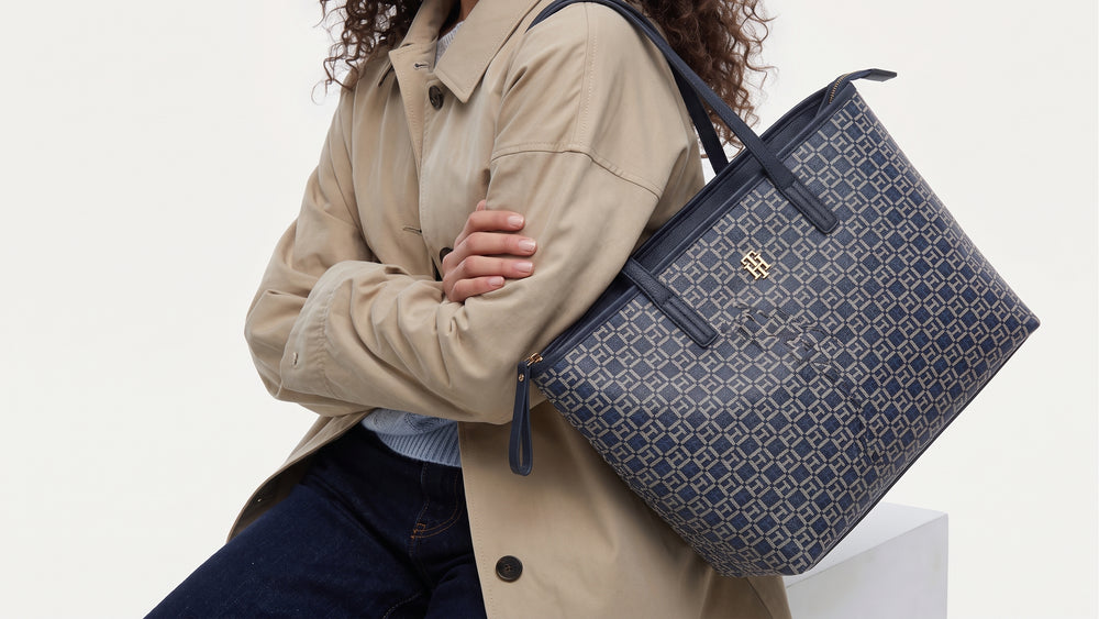 Tommy Hilfiger Blue Icon Monogram Jacquard Tote Bag
