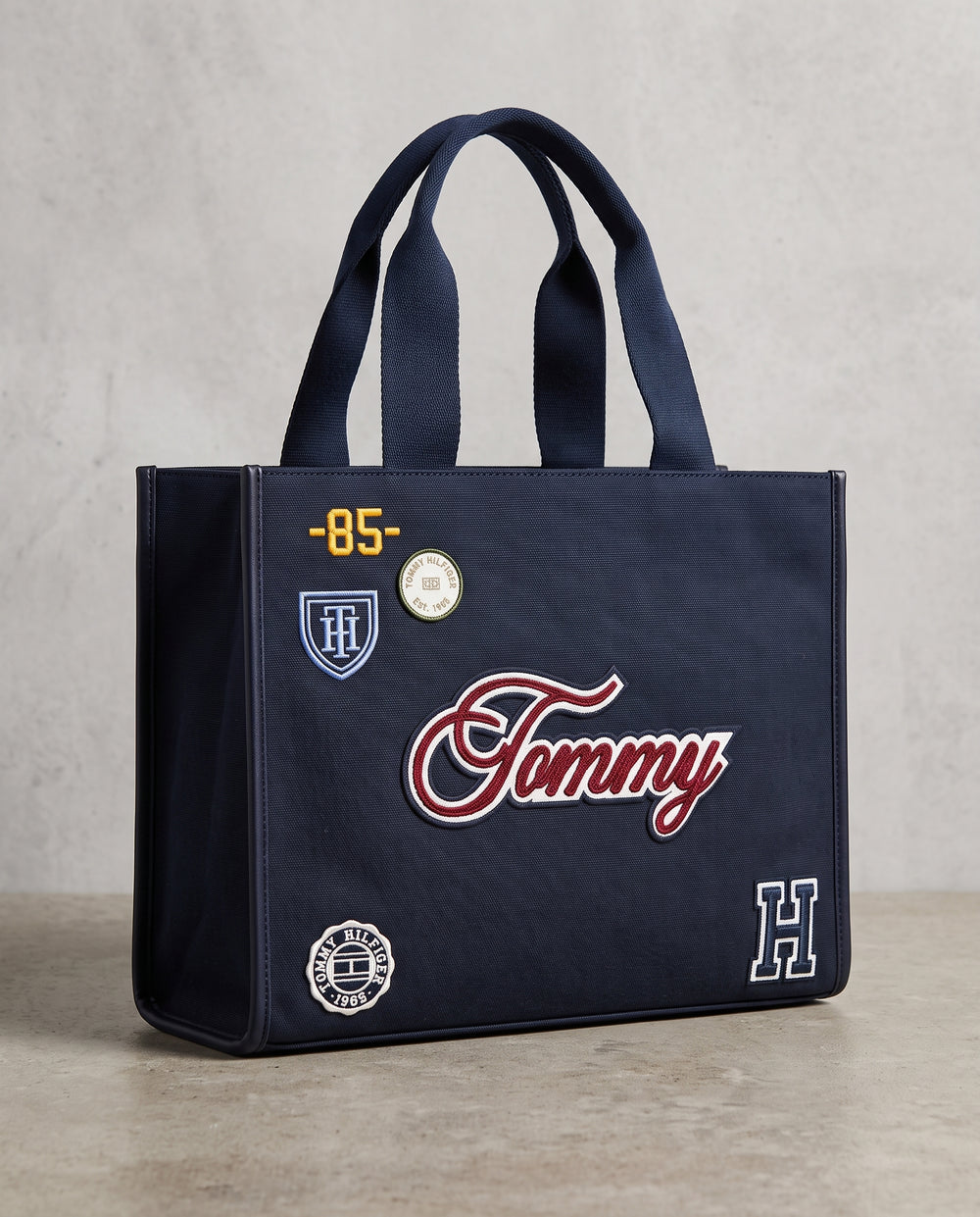 Tommy Hilfiger Varsity Patch Canvas Tote Bag