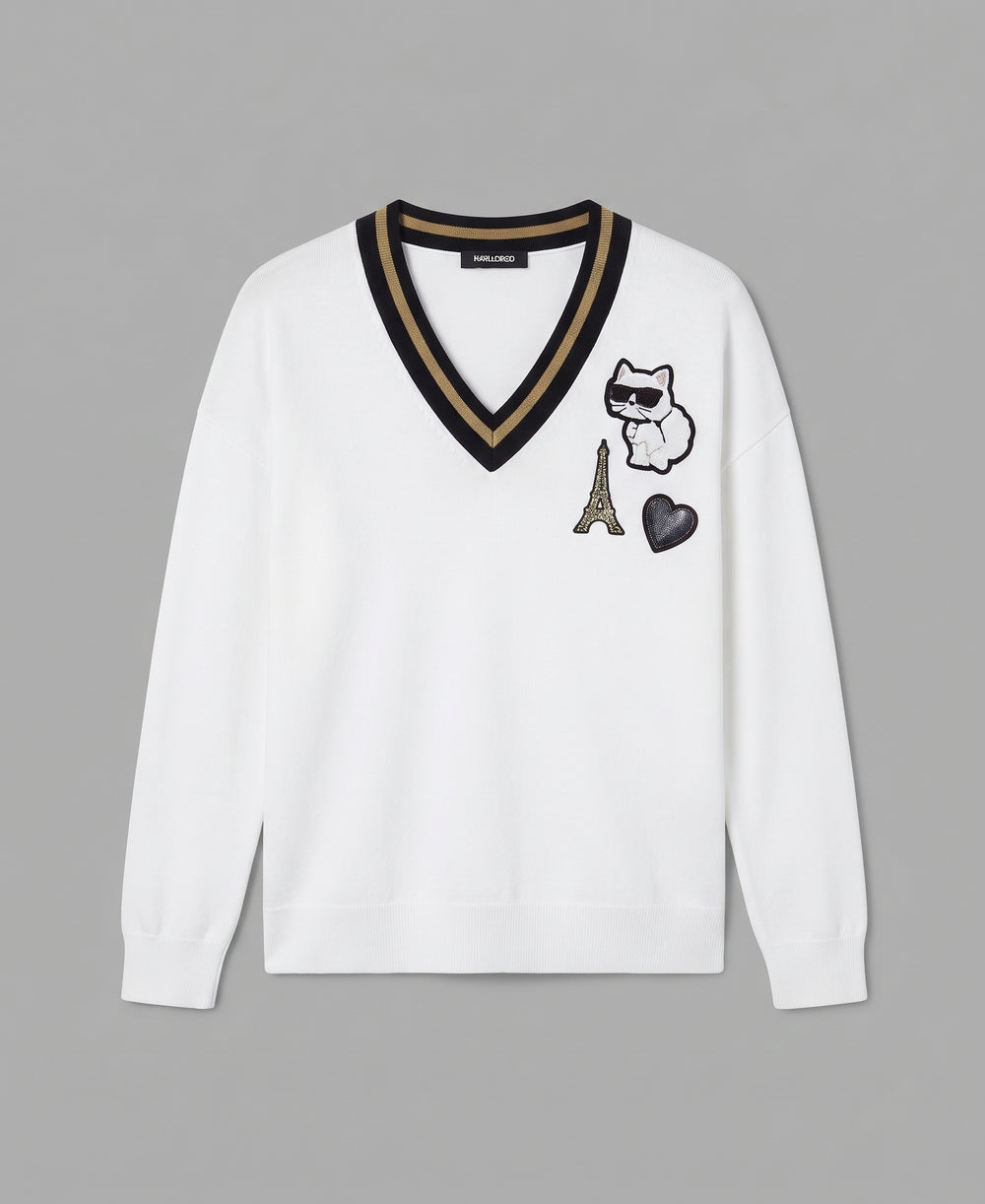 Karl Lagerfeld Paris Women's Patch Detail Sweater