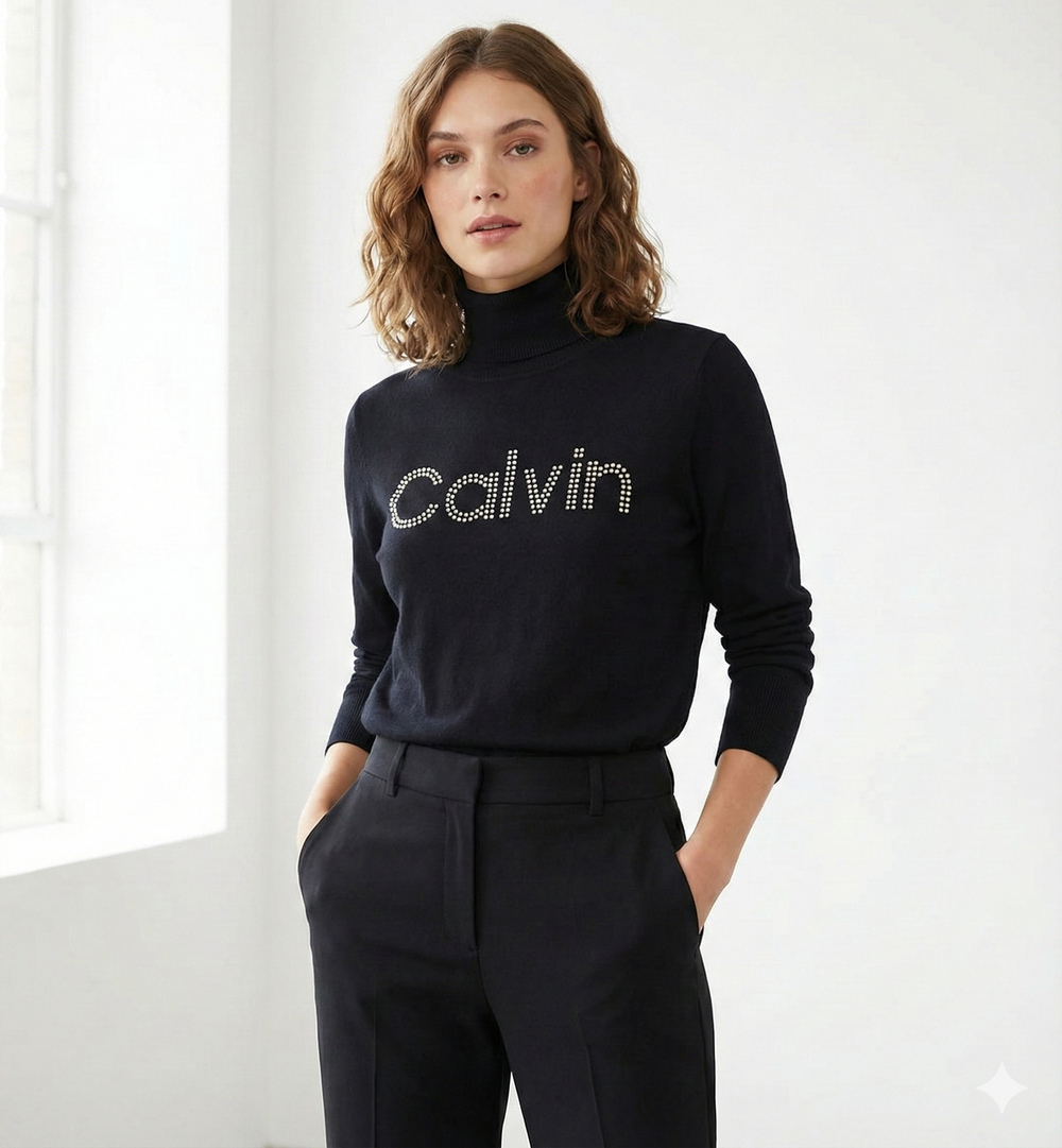Womens Turtleneck Logo Sweater