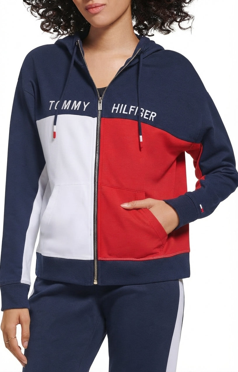 Tommy Hilfiger Women's White and Red Hoodie