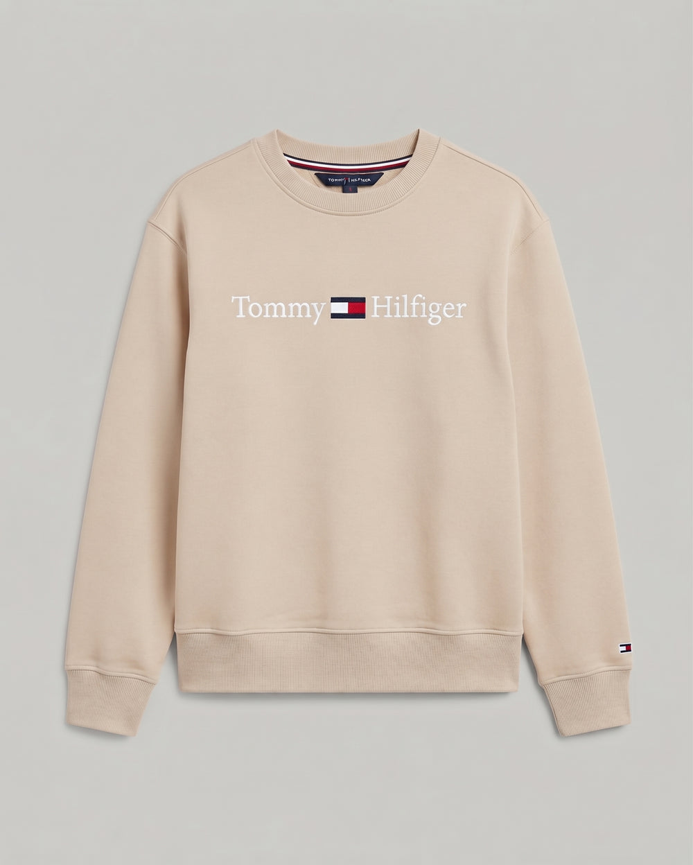 ommy Hilfiger Cream Logo Crewneck Sweatshirt