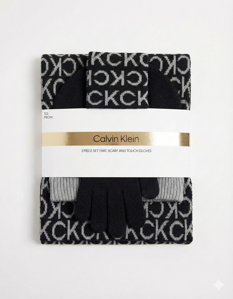 Calvin Klein 3-Piece Set Hat, Scarf & Touch Gloves