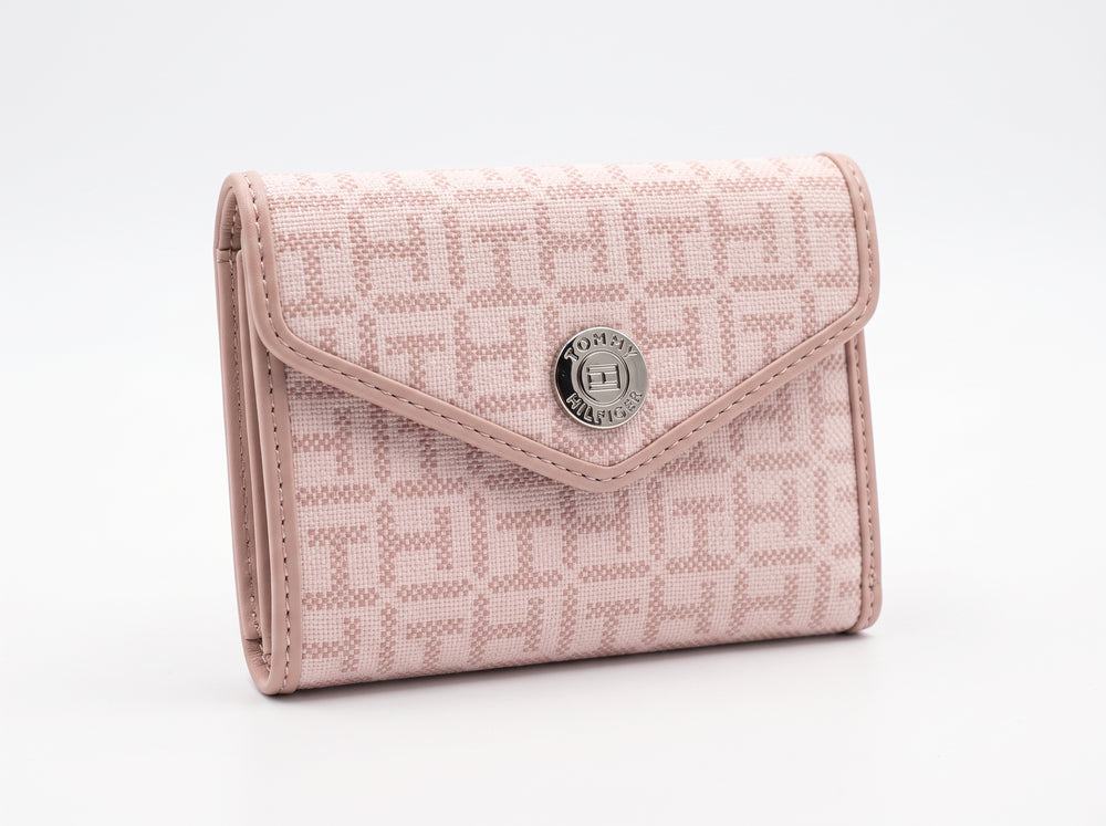 Tommy Hilfiger Women's Coated Canvas Monogram Print Small Envelope Flap Wallet (Copy)