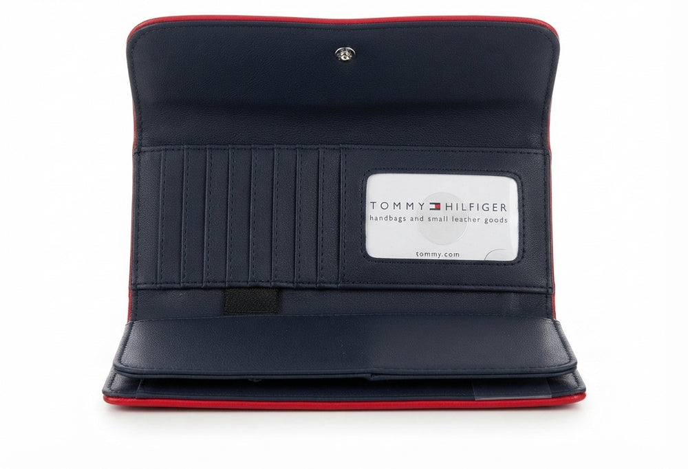 carteira tommy hilfiger feminina couro trifold monograma red WITH OUT COVER
