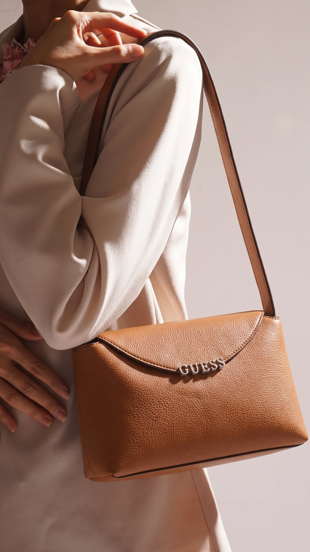 GUESS Structured Shoulder Bag – Taupe