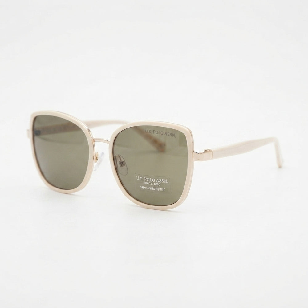 U.S. Polo Assn. Women's Cream Square Sunglasses