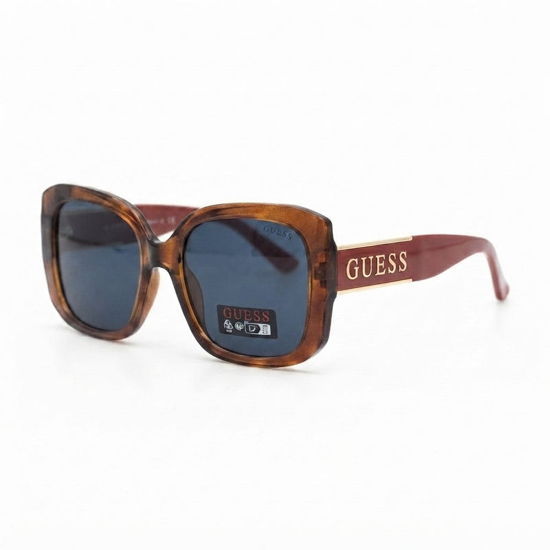 Guess Oversized Tortoiseshell and Burgundy Square Sunglasses (Without Case)