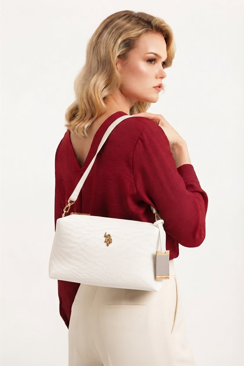U.S. Polo Assn. All-White Women's Shoulder Bag with Matching Strap