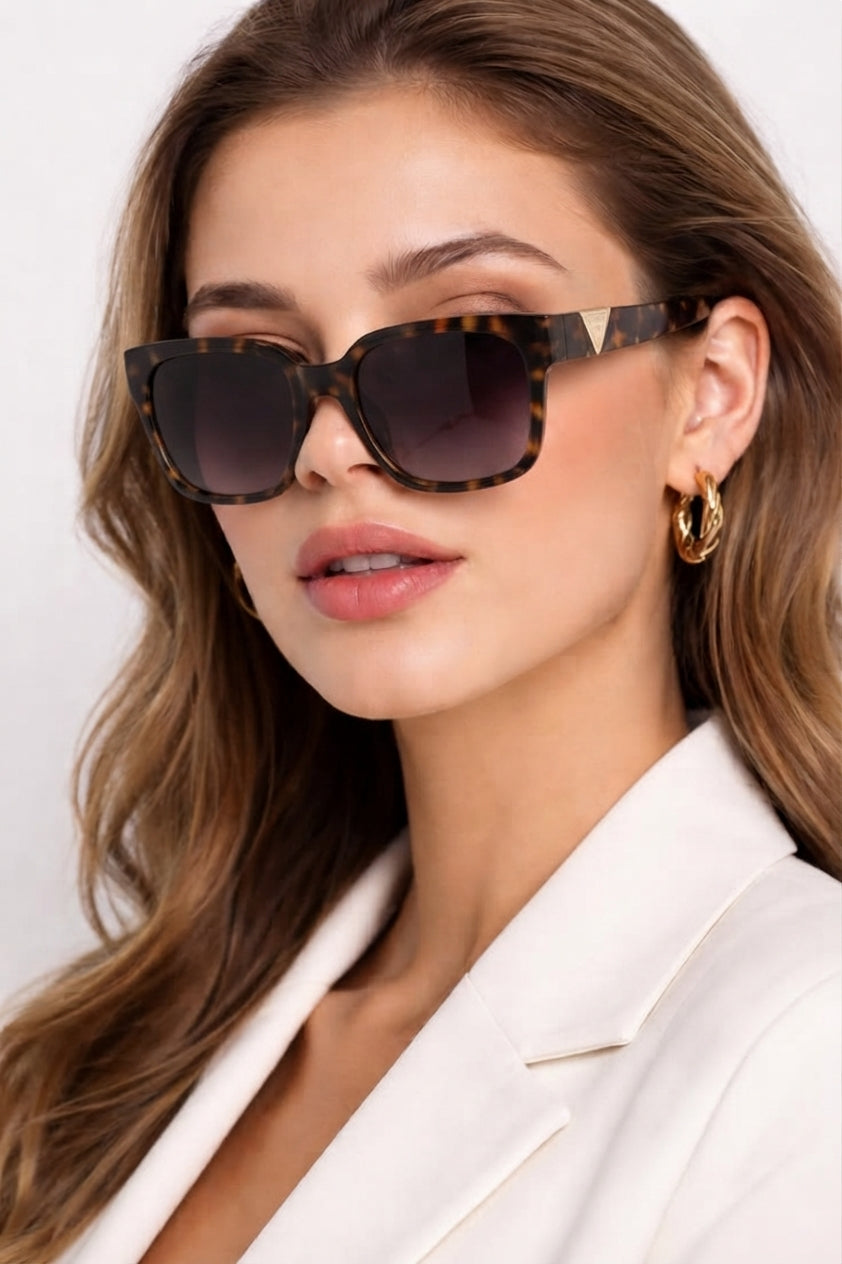 Guess Oversized Tortoiseshell and Burgundy Square Sunglasses (Without Case)