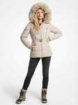 Michael Kors Women's Faux Fur Hooded Belted Coat